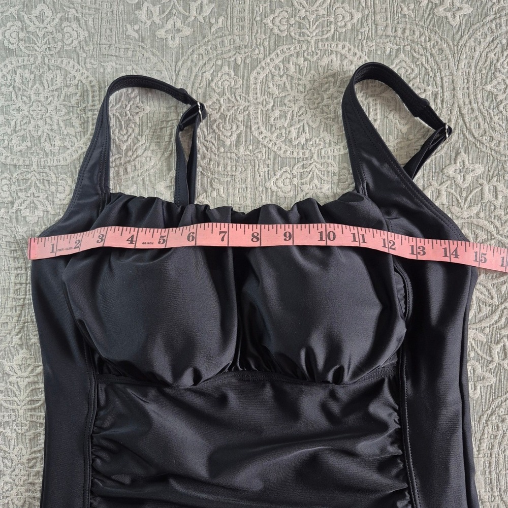 Aqua Eve Womens‎ One Piece Swimsuit Black Ruched Tummy Control Size L - Picture 6 of 9